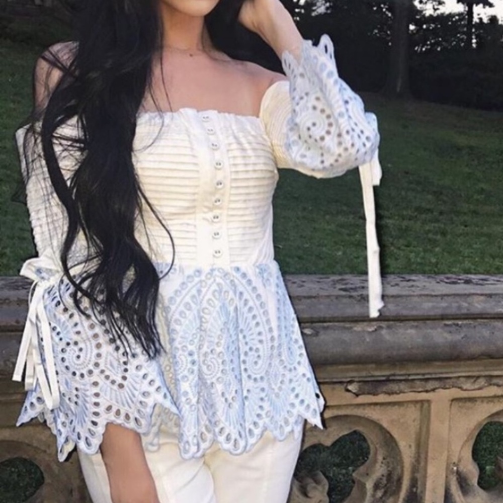 Self Portrait Off Shoulder Eyelet Top